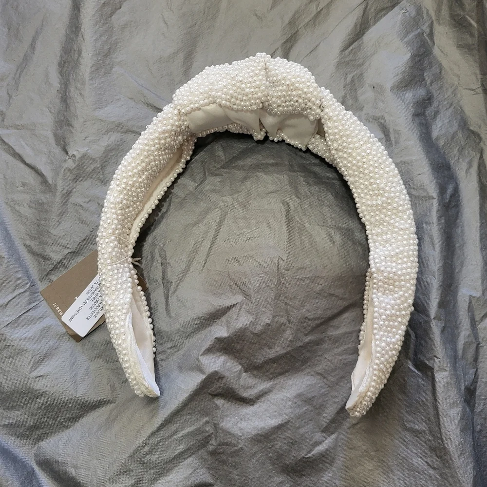 J. Crew Women's White Beaded Knot Headband